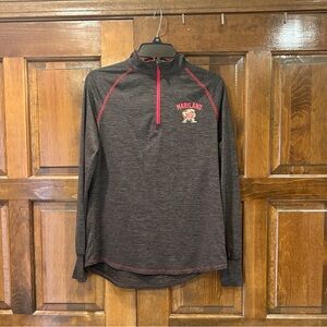 Colosseum Maryland Terrapins Women’s Large 1/4 Zip Pullover Gray Red Heathered